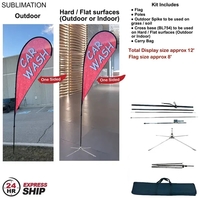 24H Express Ship- 12' Medium tear drop flag kit, full color... from ASI 53509...