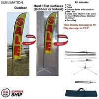 24Hr Express Ship-15' Large feather flag kit, full color graphics double......