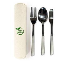 Eco-friendly stainless steel cutlery set in a wheat straw case.... from ASI...