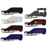 Compact waiter's corkscrew that features an extendable four-wheel foil...