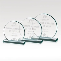 Premium jade glass disc shaped award on a base.... from ASI 93986...