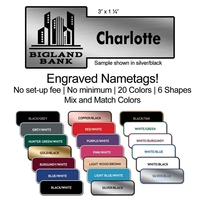 Sturdy 1/16" thick plastic rectangular nametag with laser engraving.... from...