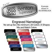 Sturdy 1/16" thick plastic squared oval nametag with laser engraving.... from...