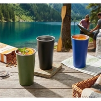 24oz seamless stainless steel camping cup with stackable design and custom......