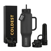 Extra large insulated water bottle with leakproof performance and multi...