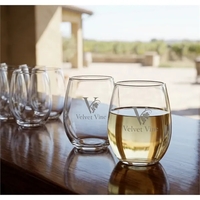Stemless white wine drinking glass, 9 oz. Gift box and paper... from ASI...