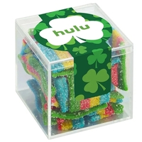 Signature clear cube container filled with Rainbow Sour Bites (2 oz)... from...