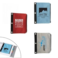 three-ring binder style zippered pen and pencil case in assorted colors.......