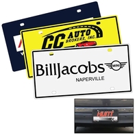 8 mil synthetic license plate insert frame with full color edge... from ASI...