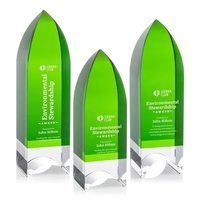 The large rectangular emerald optical crystal tower curves to a graceful......