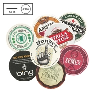 4" round medium weight beverage coaster made of natural-colored, high-density...