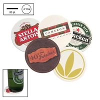 4" coasters made of natural-colored, high-density disposable pulpboard.......