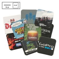 4" medium weight, square coaster made of natural-colored, high-density...