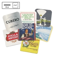 4" square shaped coaster made of natural-colored, high-density disposable...