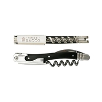 Waiter's corkscrew that features a stainless steel worm and black...