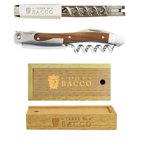 Waiter's corkscrew set that features a stainless steel worm and...