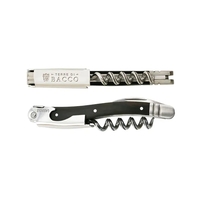 Waiter's corkscrew that features a stainless steel worm and ebony-inserted...