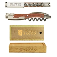 Waiter's corkscrew set that features a stainless steel worm and...