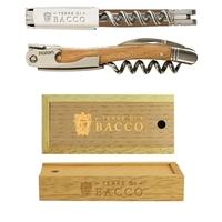 Waiter's corkscrew set that features a stainless steel worm and...
