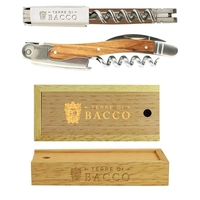 Waiter's corkscrew set that features a stainless steel worm and...