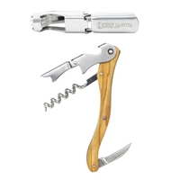 Waiter's corkscrew that features a olivewood handle and a double lever.......