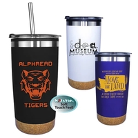 Halcyon® 20 oz. Cork Bottom Tumbler with Stainless Straw/Fl... from ASI 30270...