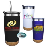 Halcyon® 20 oz. Cork Bottom Tumbler with Stainless Straw/Fl... from ASI 30270...
