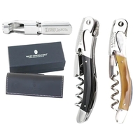 Handcrafted two-lever corkscrew with a horn handle and leather pouch... from...