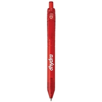 Recycled plastic push-action pen with a recycled symbol printed on...