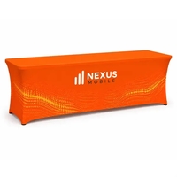 Sleek 4-way stretch table cover, edge-to-edge dye-sub printing. Three...