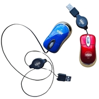 Three dimensional super mini optical USB mouse with retractable cord.... from...