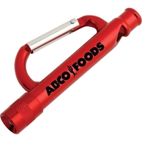 Carabiner flashlight with a white light and whistle.... from ASI 54100 Fields...