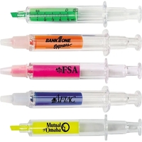 Highlighter available in five colors in the shape of a syringe.... from ASI...