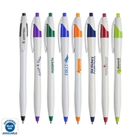 Hourglass shaped retractable ballpoint pen with black medium point.... from...