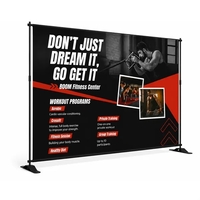 10' x 8' adjustable backdrop kit. Flame-retardant knit graphic, adjustable...