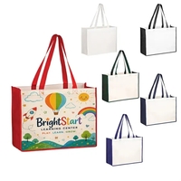 Laminated large shopper tote with 6 inch gusset and full color... from ASI...