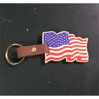 1.75" x 2.95" - Waving American Flag Hardwood Keychains