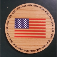 3.5" x 3.5" x .1875" round hardwood American flag printed coasters.... from...