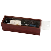 14.25" x 4.25" x 3.875" rosewood wine box with engraved clear... from ASI...