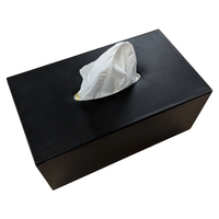 Black rectangular tissue box cover made of leatherette material.... from ASI...