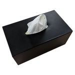 Black Leatherette Rectangular Tissue Box Cover