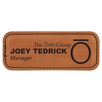 Laser Engraved Stitched Leatherette Badge