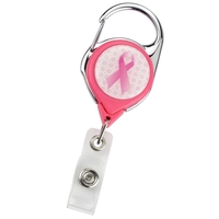 Pink Awareness Ribbon Carabiner Badge Reel