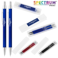 Three-piece Derby set with a soft-touch pen and mechanical pencil packaged......