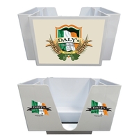 7.6" x 5.5" x 5.4" plastic caddy for 5.25" square napkins... from ASI 62677...