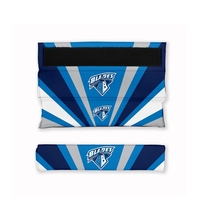 This padded shoulder strap cover personalized with team logos, players...