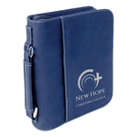 7 1/2" x 10 3/4" Blue & Silver Leatherette Book/Bible Cover