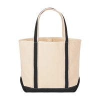 Natural colored canvas tote bag with interior hanging zippered pocket,...