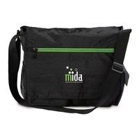 Messenger bag with large main compartment, laptop/tablet sleeve, two zippered...