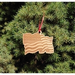 3.5" - Customizable Waving Flag Hardwood Ornaments